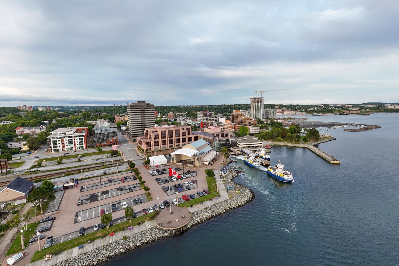 The Dartmouth waterfront and ferry terminal from the air